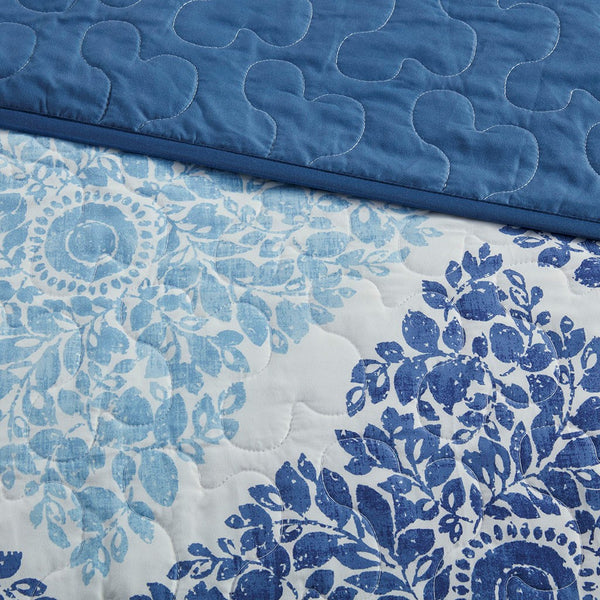 Claire 6 Piece Reversible Coverlet Set - Blue