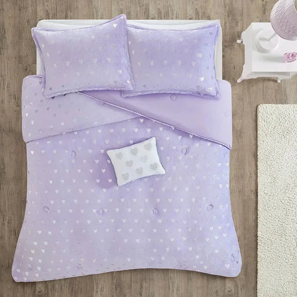 Rosalie Metallic Printed Plush Comforter Set by Mi Zone - Gifts for You 'n Me
