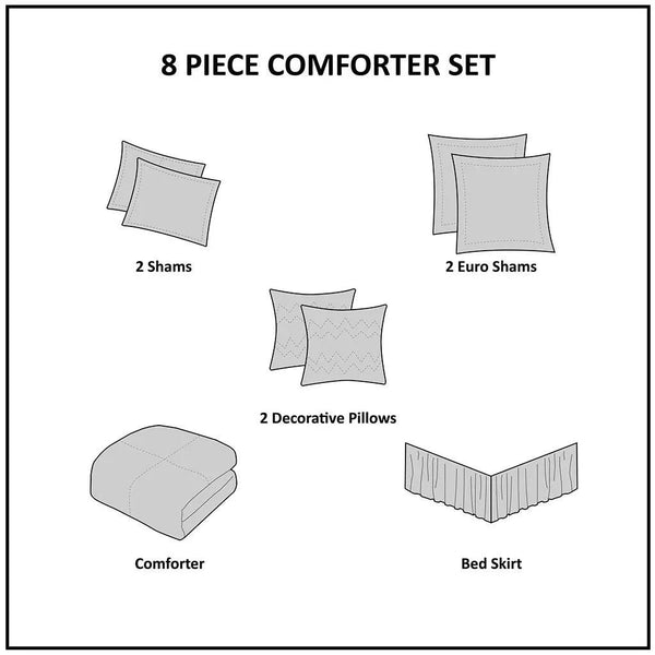 Cassandra 8 Piece Cotton Printed Comforter Set - Blush - Gifts for You 'n Me