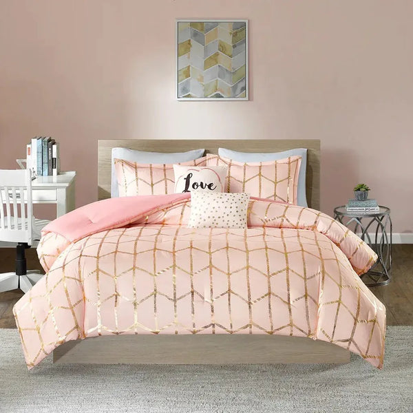 Raina Metallic Printed Comforter Set by Intelligent Design - Gifts for You 'n Me