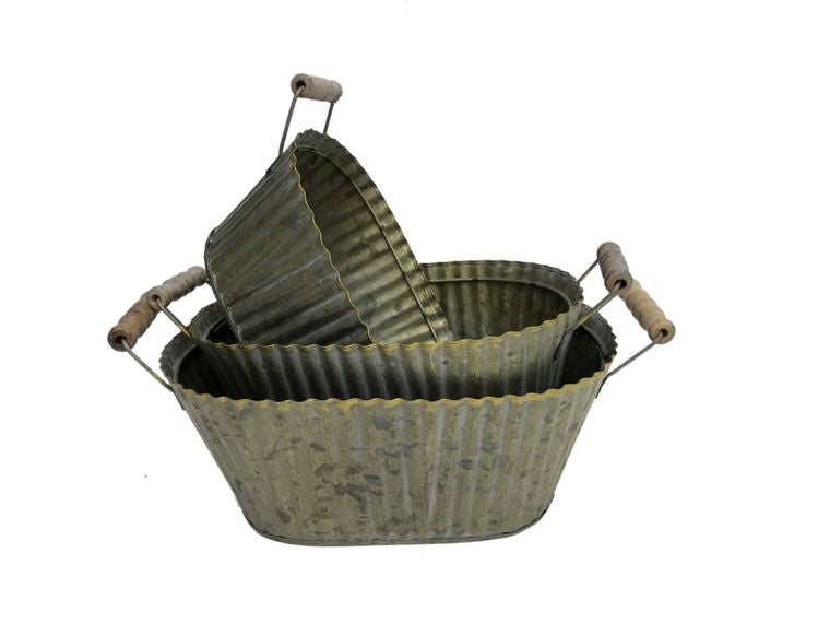 Set of 3 Fluted Oval Planters - Gifts for You 'n Me