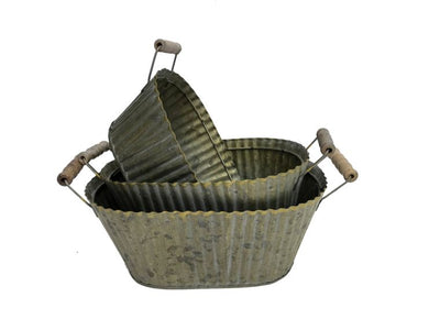 Set of 3 Fluted Oval Planters