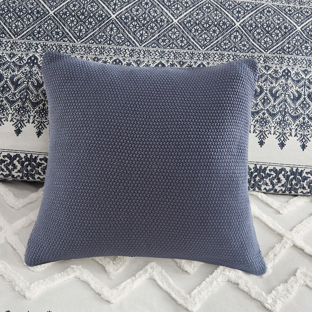 Mila 3 Piece Cotton Navy Comforter Set with Chenille Tufting by INK+IVY