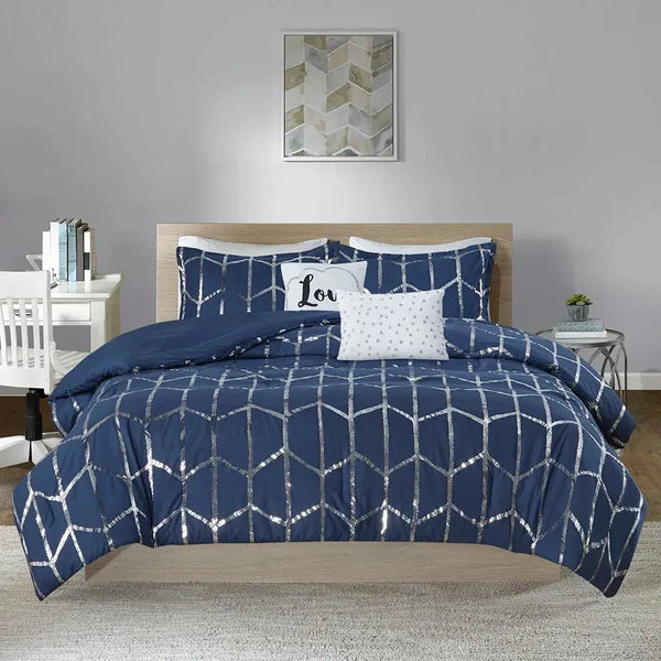 Raina Metallic Printed Comforter Set by Intelligent Design - Gifts for You 'n Me