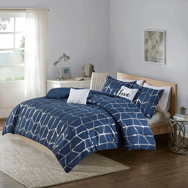 Raina Metallic Printed Comforter Set by Intelligent Design - Gifts for You 'n Me