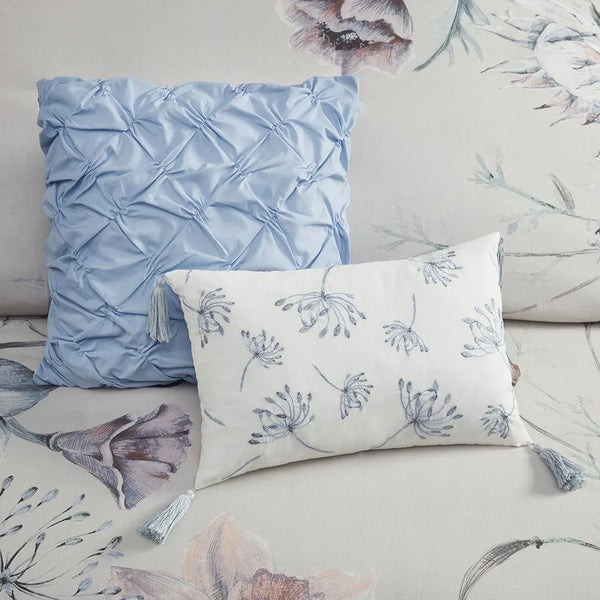 Cassandra 8 Piece Cotton Printed Comforter Set - Blue - Gifts for You 'n Me