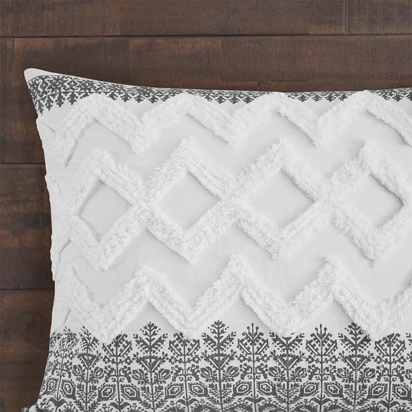 Mila 3 Piece Cotton Gray Comforter Set with Chenille Tufting by INK+IVY - Gifts for You 'n Me