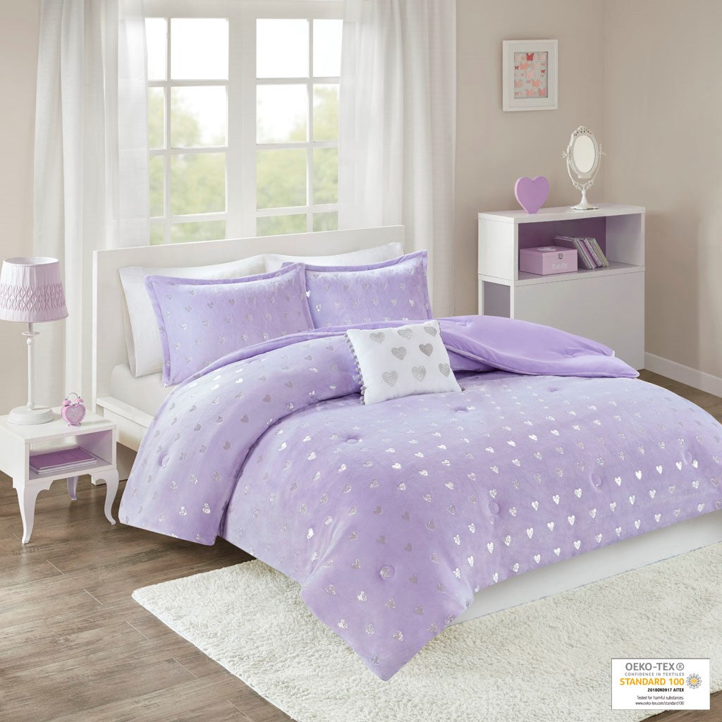 Rosalie Metallic Printed Plush Comforter Set by Mi Zone