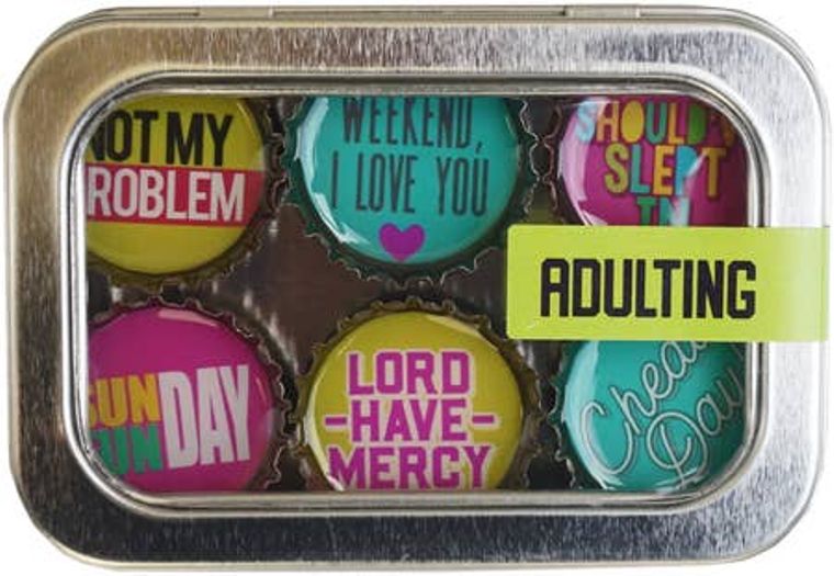 Adulting Bottle Cap Magnets - Set of 6
