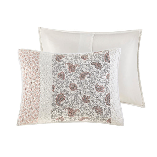 Dawn 6 Piece Cotton Percale Reversible Coverlet Set - Blush