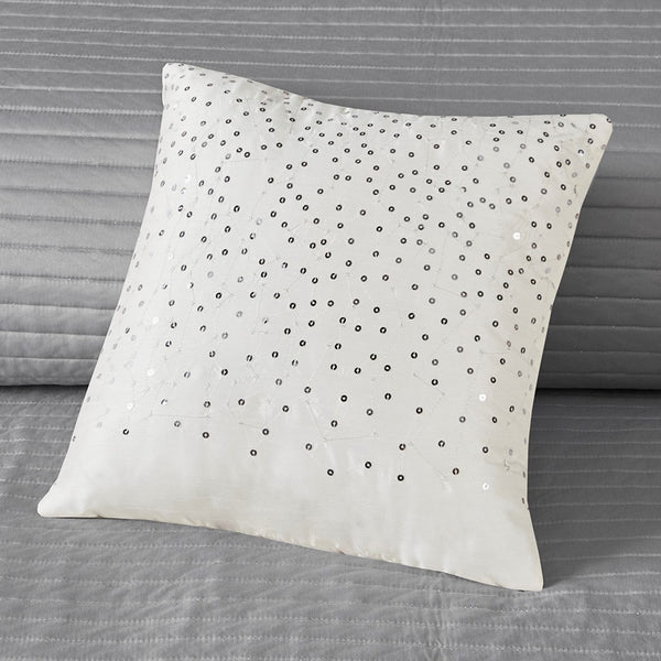 Rhapsody 6 Piece Reversible Jacquard Quilt Set with Throw Pillows in Navy