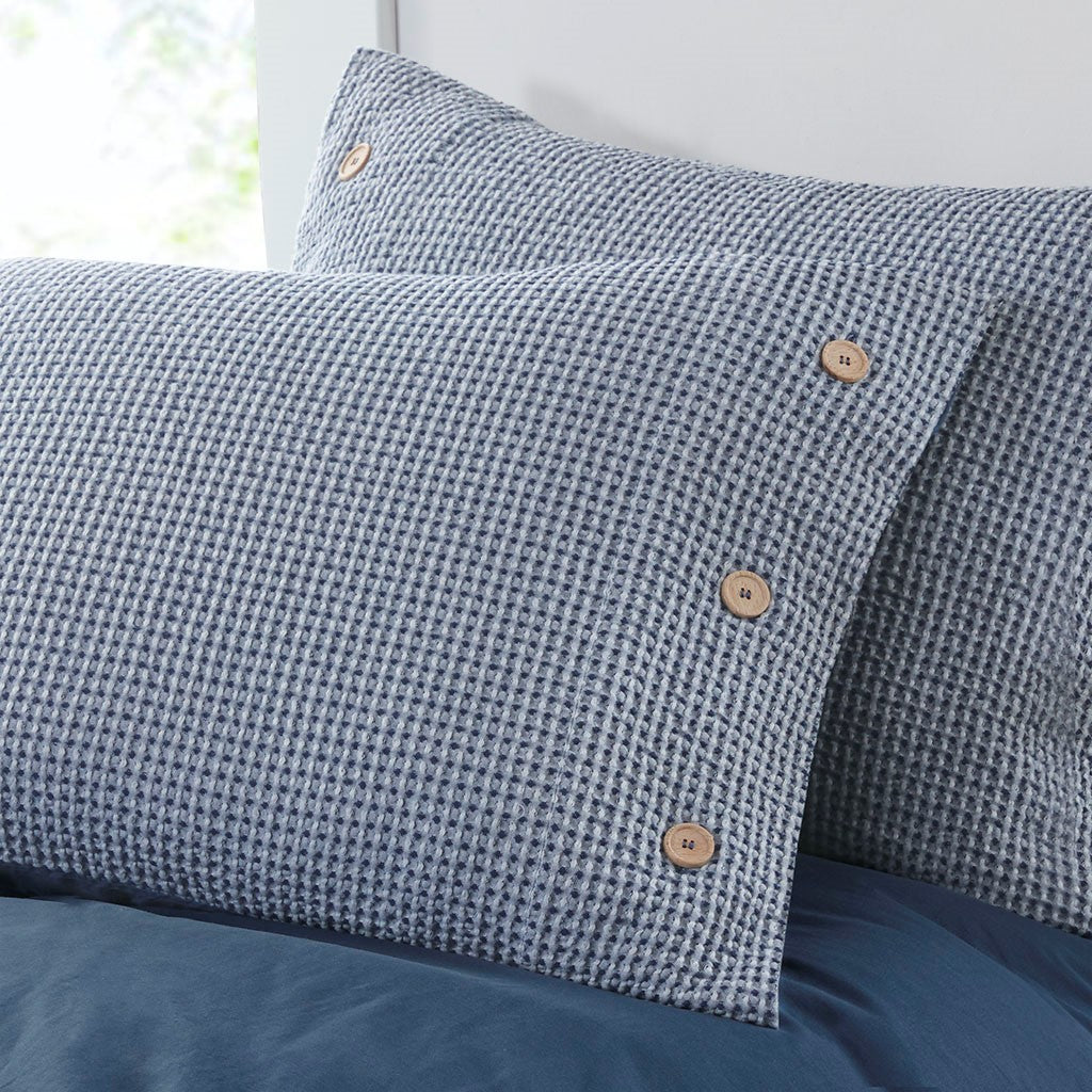 Mara 4 PC Cotton and Rayon from Bamboo Blend Waffle Weave Comforter Cover Set w/removable insert