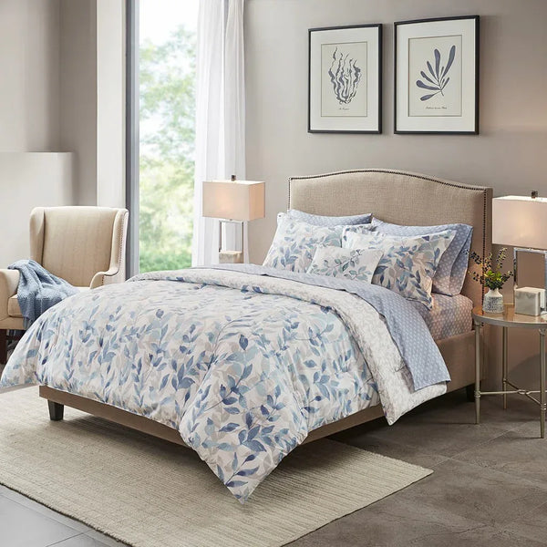 Sofia Reversible Comforter Set with Bed Sheets in Blue - Gifts for You 'n Me