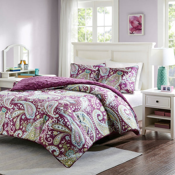 Melissa 2pcs. Reversible Purple Comforter Mini Set by Intelligent Design - Gifts for You 'n Me