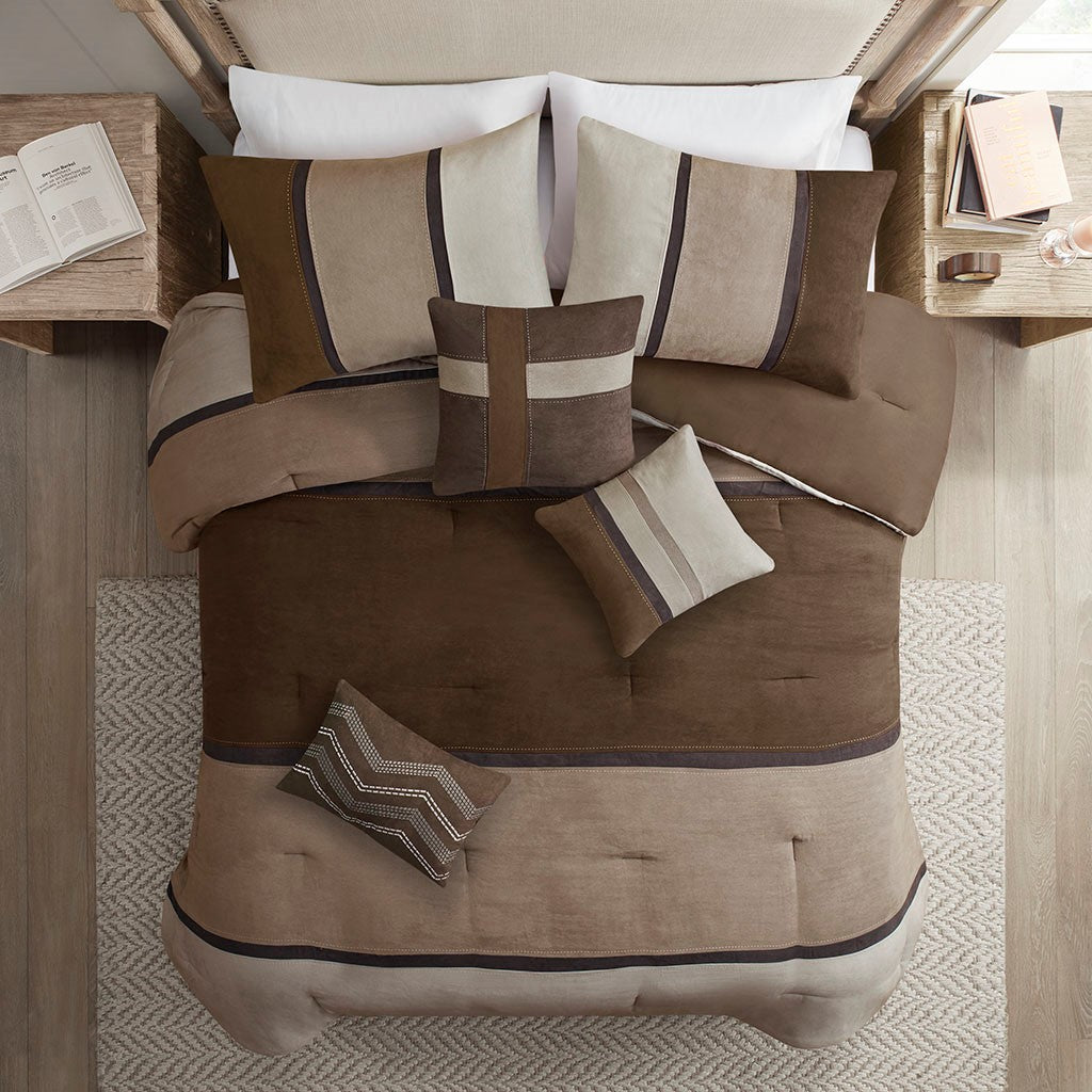 Palisades 7 Piece Faux Suede Comforter Set by Madison Park