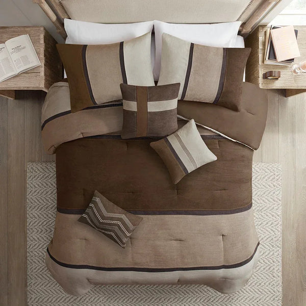 Palisades 7 Piece Faux Suede Comforter Set by Madison Park - Gifts for You 'n Me