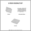 Marina 6 Piece Quilted Microfiber Coverlet Set with Throw Pillows - Aqua