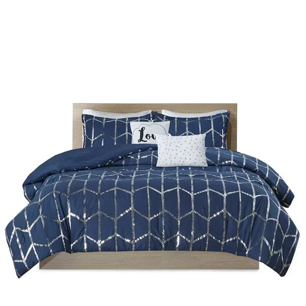 Raina Metallic Printed Comforter Set by Intelligent Design - Gifts for You 'n Me