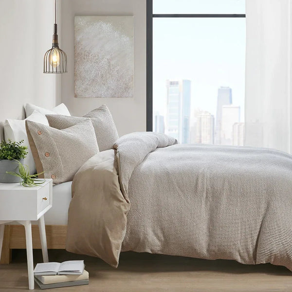 Mara 4 PC Cotton and Rayon from Bamboo Blend Waffle Weave Comforter Cover Set w/removable insert - Gifts for You 'n Me