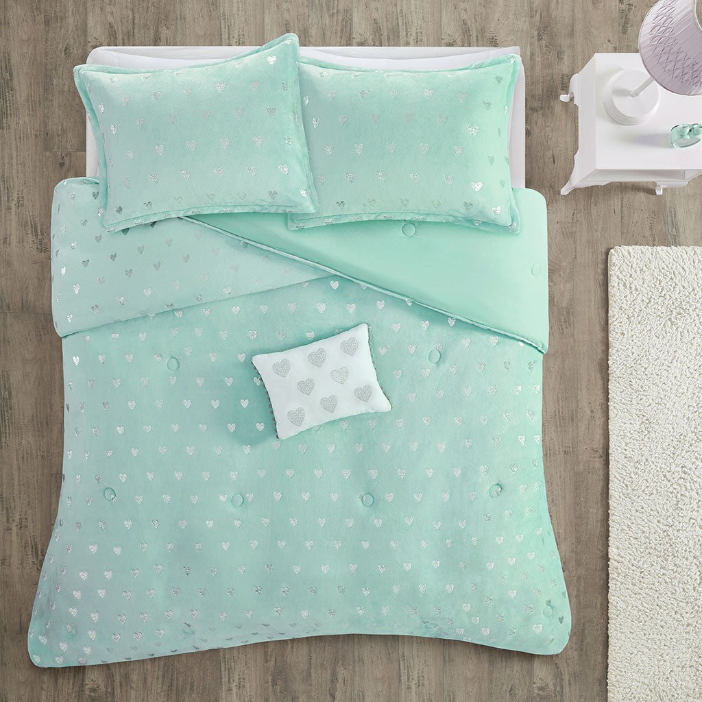 Rosalie Metallic Printed Plush Comforter Set by Mi Zone