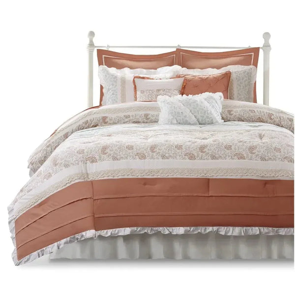 Dawn 9 Piece Cotton Percale Comforter Set by Madison Park - Gifts for You 'n Me