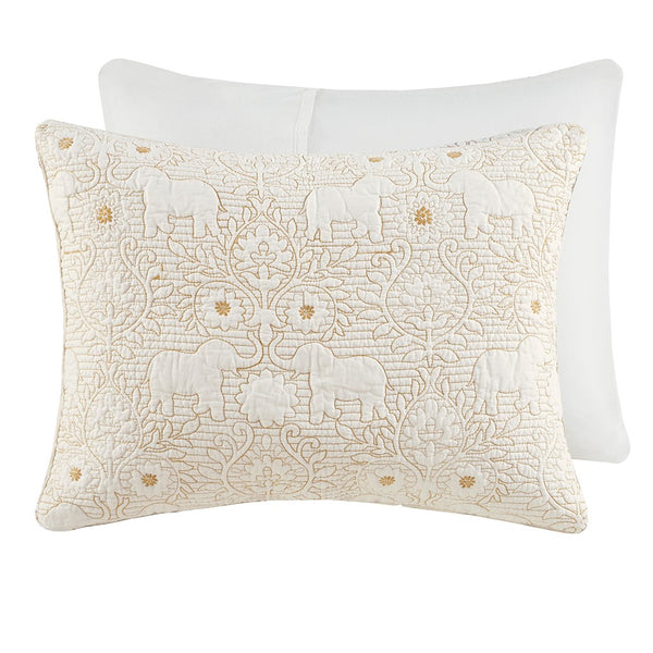 Kandula 3 Piece Reversible Cotton Quilt Set in Yellow