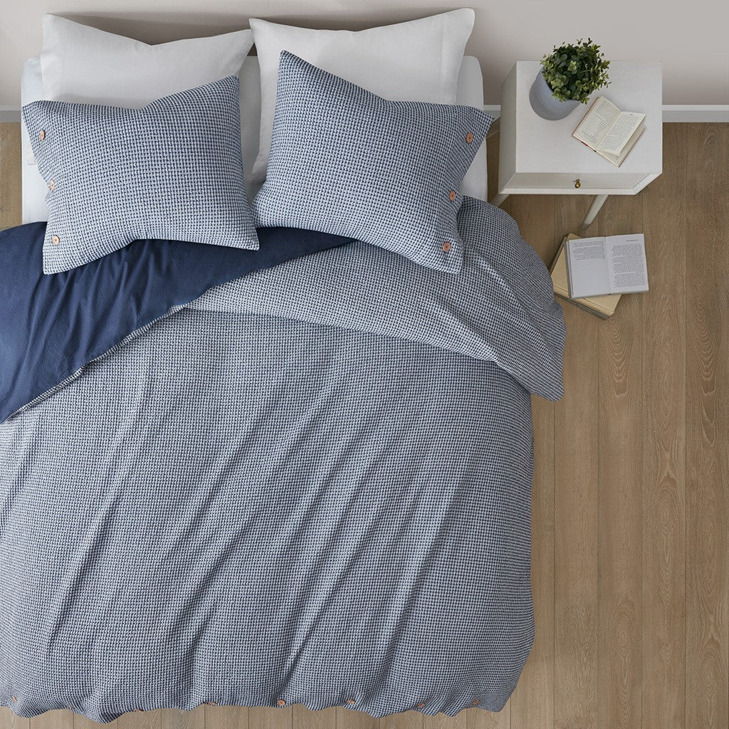 Mara 4 PC Cotton and Rayon from Bamboo Blend Waffle Weave Comforter Cover Set w/removable insert