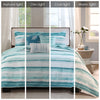 Marina 6 Piece Quilted Microfiber Coverlet Set with Throw Pillows - Aqua
