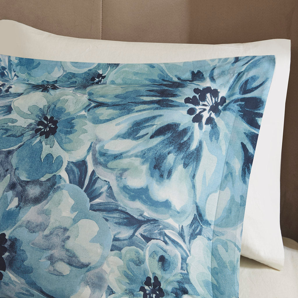 Enza 7 Piece Cotton Teal Printed Comforter Set  by Madison Park