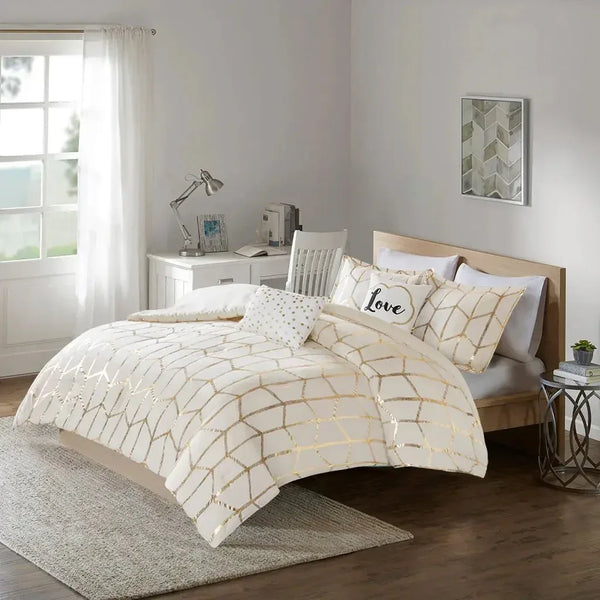 Raina Metallic Printed Comforter Set by Intelligent Design - Gifts for You 'n Me