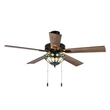 52"W Monroe 5-Blade Remote-Controlled Ceiling Fan - Amber/Aqua/Blue