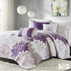 Lola 6 Piece Reversible Cotton Printed Coverlet Set - Purple