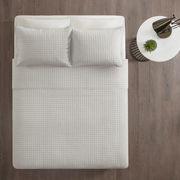Otto 3 Piece Reversible Quilt Set - Grey
