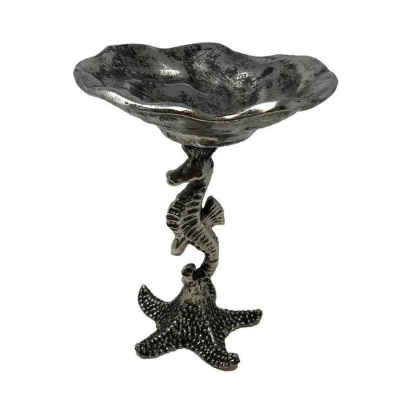 Cast Aluminum Seahorse & Starfish Pedestal Serving Bowl - Gifts for You 'n Me