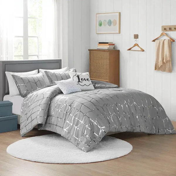 Raina Metallic Printed Comforter Set by Intelligent Design - Gifts for You 'n Me