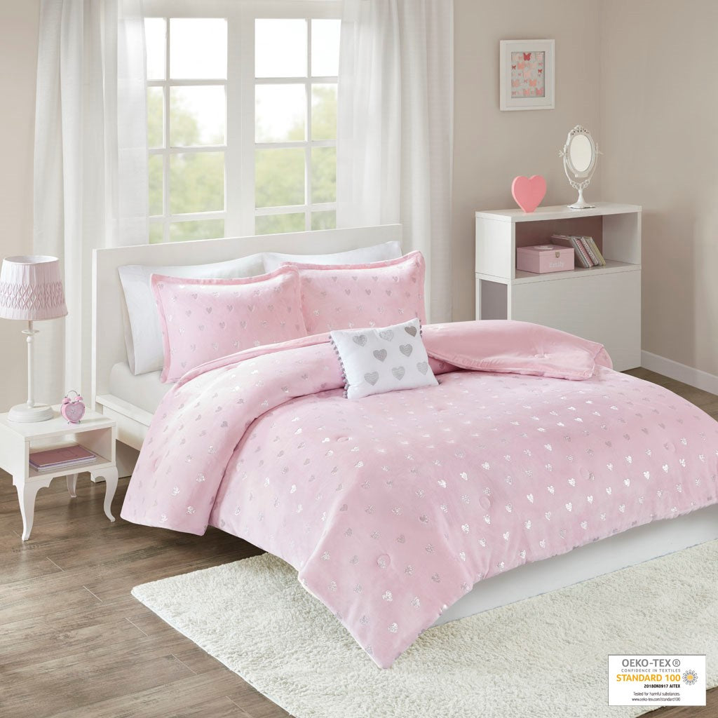 Rosalie Metallic Printed Plush Comforter Set by Mi Zone