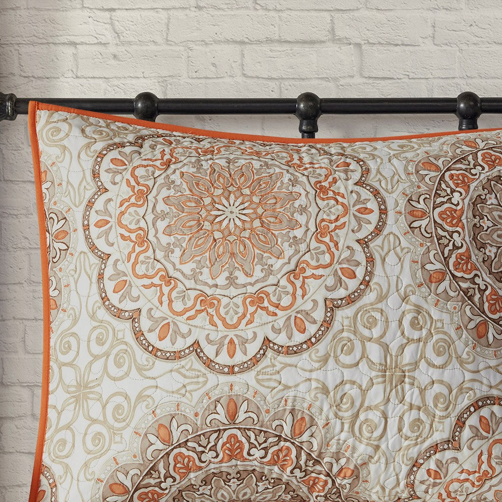 Tangiers 6 Piece Reversible Coverlet Set - Orange
