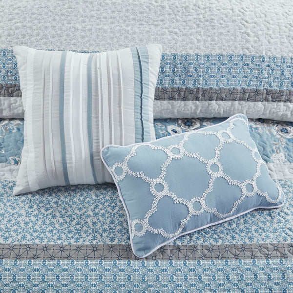 Willa 6 Piece Reversible Coverlet Set - Blue