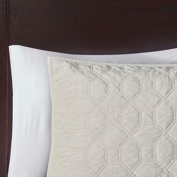 Harper Velvet 3 Piece Coverlet Set - Ivory