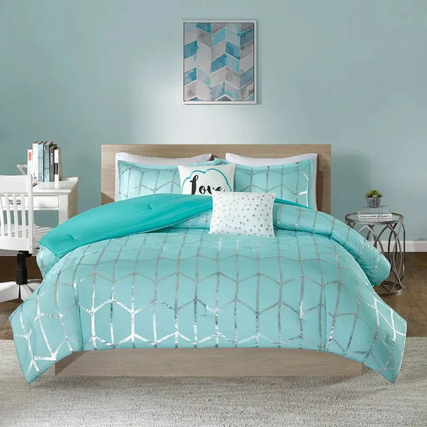 Raina Metallic Printed Comforter Set by Intelligent Design - Gifts for You 'n Me