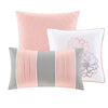 Lola 6 Piece Reversible Cotton Printed Coverlet Set - Grey/Blush