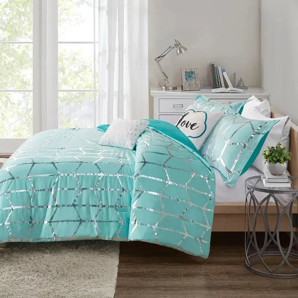 Raina Metallic Printed Comforter Set by Intelligent Design - Gifts for You 'n Me