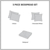 Aubrey 5 Piece Reversible Jacquard Bedspread Set in Black