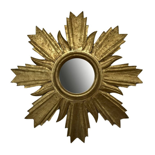 Hand Carved Wood Excelsior Wall Mirror-Gold Foil Finish - Gifts for You 'n Me