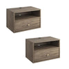 Hanging 2-Piece White 1-Drawer Nightstand Bedroom Set