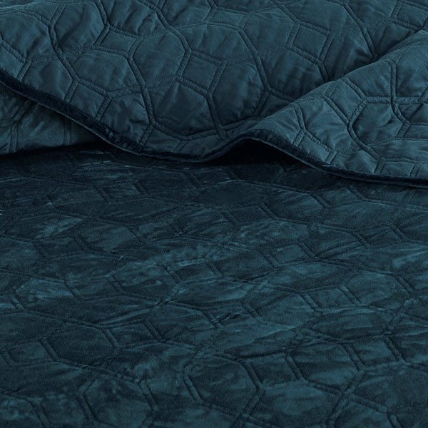 Harper Velvet 3 Piece Coverlet Set - Teal
