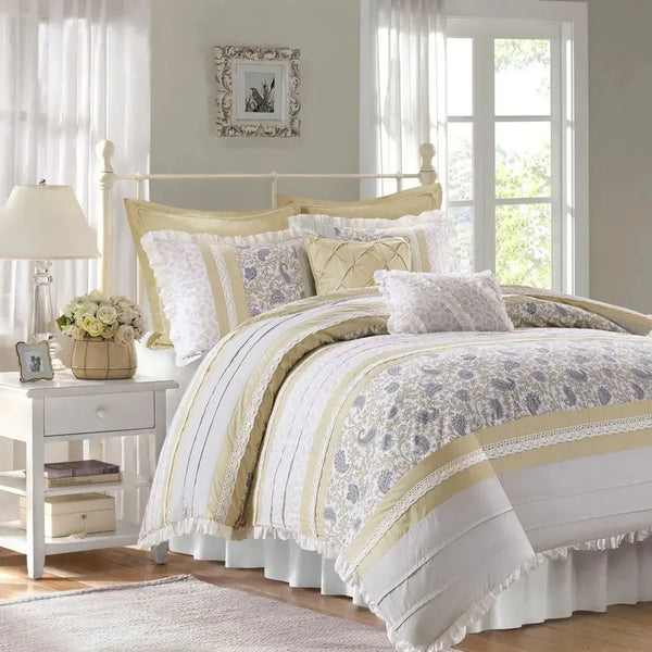Dawn 9 Piece Cotton Percale Comforter Set by Madison Park - Gifts for You 'n Me