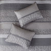 Rhapsody 6 Piece Reversible Jacquard Quilt Set with Throw Pillows in Grey/Taupe