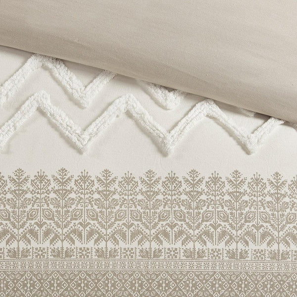 Mila 3 Piece Cotton Taupe Comforter Set with Chenille Tufting by INK+IVY - Gifts for You 'n Me