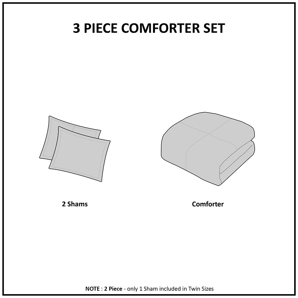 Mila 3 Piece Cotton Navy Comforter Set with Chenille Tufting by INK+IVY